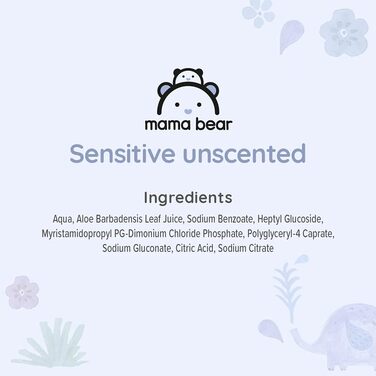 Бренд Storeo дитячі вологі серветки Mama Bear Sensitive без запаху, 1008 шт. (18 упаковок по 56) 56 шт. (18 упаковок)