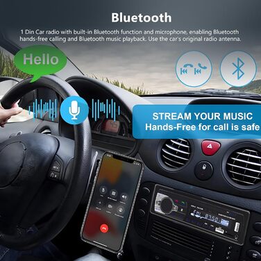 Автомобільна стереосистема Podofo 1 Din DAB з Bluetooth гучний зв'язок із 7 кольорами/USB*2/FM/AUX/TF/EQ/SWC MP3-плеєр Автомобільна стереомагнітола пульт дистанційного керування