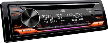 Автомагнітола JVC KD-DB622BT CD з системою гучного зв'язку DAB і Bluetooth (звуковий процесор, USB, AUX-вхід, Spotify Control, 4 x 50 Вт, підсвічування червоної клавіші, без антени) (DAB/USB/BT/Multicolor)