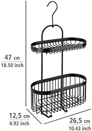 Душова стійка WENKO Bathroom Caddy Classic Plus Black, настінний кошик з високоякісним захистом від іржі, 26,5 x 47 x 12,5 см, чорний Duo (Caddy) Single