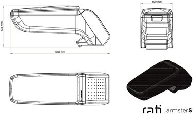 Підлокітник Rati armiest S, підходить для FORD FIESTA 2008-2017 I Центральний підлокітник з відсіком для зберігання I Підходить для центральної консолі