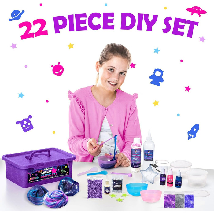 Оригінальний канцелярський набір Mini Galaxy Slime Set - набір для створення слизу своїми руками з галактичними блискучими аксесуарами Ідеальна ідея подарунка для дітей 7-10 років Подарунки для дівчаток з лабораторії слизу