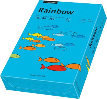 Папірус 88042747 принтер/копіювальний папір кольоровий, будівельний папір Rainbow 160 г/м, А4, кольоровий папір 250 аркушів, матовий, синій