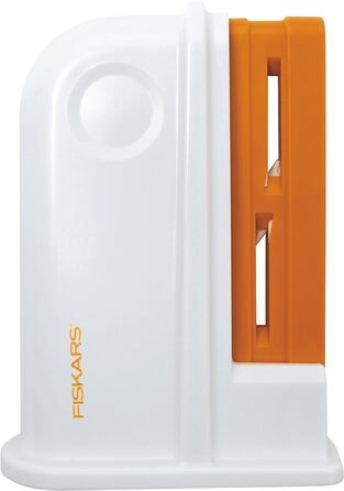 Універсальні ножиці Fiskars Razor Edge, довжина 21 см, лезо з нержавіючої сталі/пластикові ручки, білий/помаранчевий, підсилювач, 1005223 (точилка для універсальних ножиць)