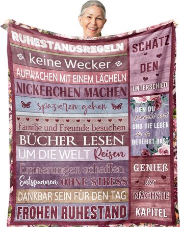 Подарунок на пенсію Жінки, Подарунки на пенсію, Подарунок пенсіонеру дружині, Прощальний подарунок колегам, Декор для пенсії, Подарункова ковдра для пенсії 150x130 см 130X150 см Подарунок на пенсію