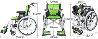 Інвалідне крісло Самохідне, Складне Ручне з регульованою ножною педаллю Пневматична шина Подвійне гальмо Інвалід/Літній, Портативний