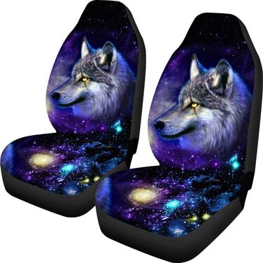 Чохли для автокрісел Woisttop Galaxy Wolf, міцні, 2 шт. и, підходять для більшості автомобілів, мікроавтобусів, передніх сидінь