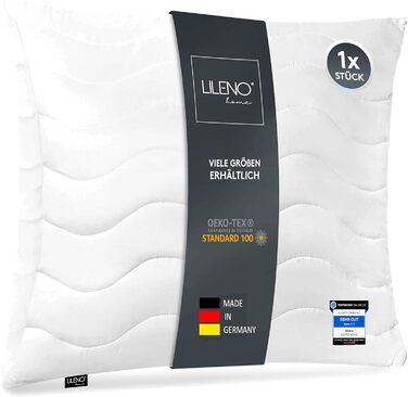 Подушка LILENO HOME 80x80 см HARD з наповнювачем подушки 1 200 г - Ліжко або декоративна подушка на блискавці для регулювання - Можна прати при температурі до 95 - Диванні подушки та декоративні подушки для дивана/ліжка (45 x 45 см - Комплект з 1, Комплек