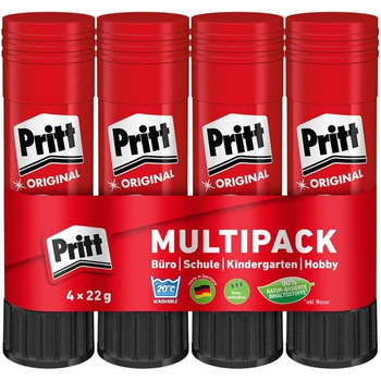 Клей-олівець Pritt, безпечний і зручний для дітей клей для мистецтва та рукоділля, міцний клей для шкільного та канцелярського приладдя, ручка Pritt 4x22 г