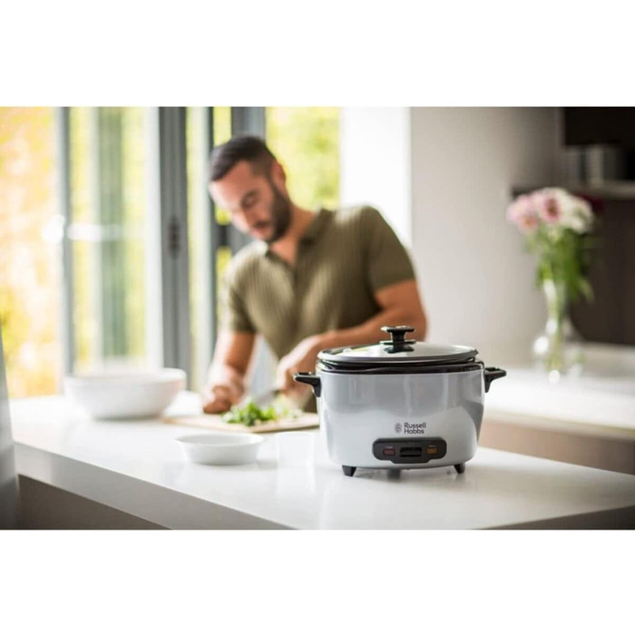 Рисоварка Russell Hobbs XL 5 л з пароваркою MaxiCook (функція підтримки тепла, каструля з антипригарним покриттям, рисова ложка та мірна чашка, мультиварка для овочів та риби тощо) 23570-56