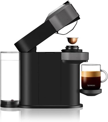 Кавова капсульна машина Nespresso De'Longhi ENV 120.GY Vertuo Next, 1500 Вт, 1,1 л, 42,9 x 14,2 x 31,9 см, сіра без піноутворювача молока