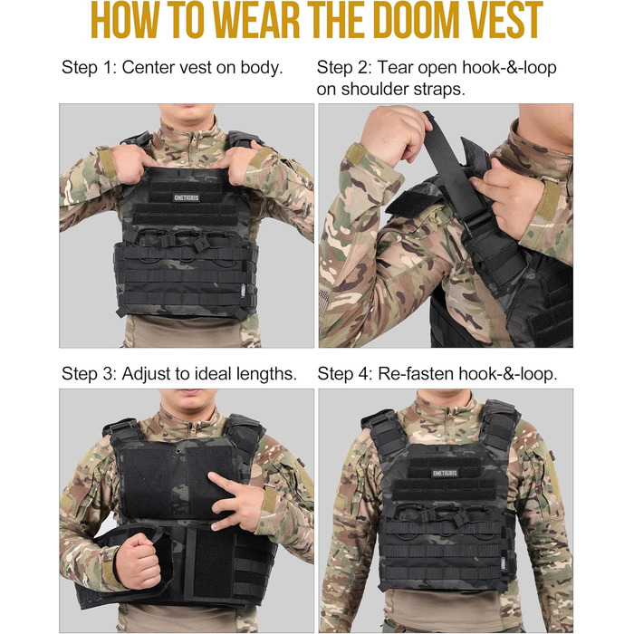 Бронежилет Doom Tactical Plate Carrier Plpc Airsoft Vest, MultiCam Black, M-XXL