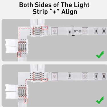 Мм світлодіодний штекер L-подібної форми 8 мм 4-контактний RGB 3528 2835 5050 Світлодіодна стрічка Кутовий роз'єм Адаптер для встановлення дроту 4-контактний 8 мм L, 10 шт., 4PIN 8