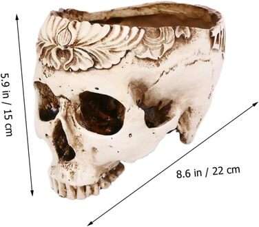 Горщик для квітів Baluue Череп Моторошні соковиті горщики Новинка Горщики для рослин Череп Тримач для ручок Скелет Тримач для рослин Череп Ваза Статуя голови людини Статуя Хеллоуїн Плантатор Смола
