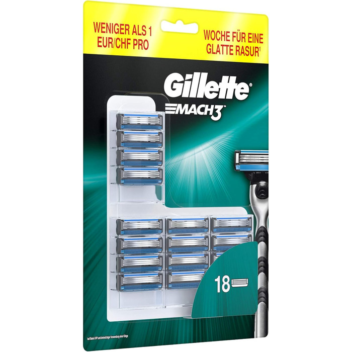 Леза для бритви Gillette Mach3 з посиленими смужками вологості, 18 змінних лез