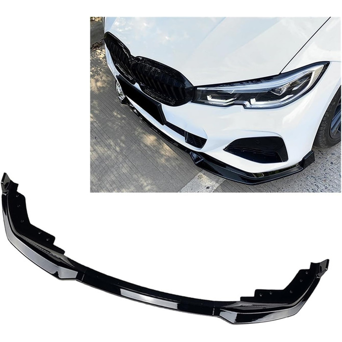 Передній спойлер для губ BMW Srie 3 G20 M-Pack 330d 318i 330e 330i 320i M340i xDrive 2019-2022, Розгалужувач переднього бампера автомобіля Спойлер для губ Комплекти протекторів переднього спойлера, A/Чорний звичайний A/Чорний