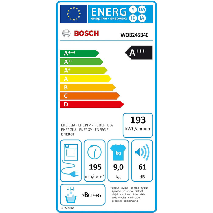 Сушильна машина Bosch Hausgeräte WQB245B40 60 см до 9 кг з тепловим насосом функціями AutoDry, SmartDry, Home Connect, з антивібраційним дизайном, біла,