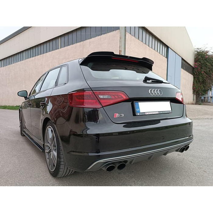 Сумісний з Audi A3 (8V) S-Line/S3 Hatchback/Sportback 2012-2016 (ABS Black Glossy), 487 Roof Spoiler (Spoiler Cap)