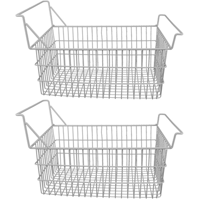 Кошики для морозильної камери Ozgkee 2 шт. и, побутові дротяні кошики для зберігання, органайзер з високими та низькими ручками для кухні та шафи в коморі (50 x 27 см / 50 x 27 см / 19,7 x 10,6 дюймів