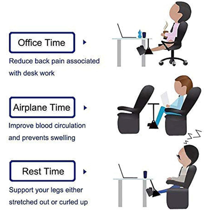 Ергономічна опора для ніг Ronlok 3X, підставка для ніг літака Підтримка ніг Гамак для ніг Продовжити під столом Аксесуари