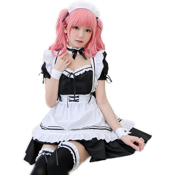 Японське аніме Sissy Maid Dress Аніме Французька покоївка Набір костюмів Black S