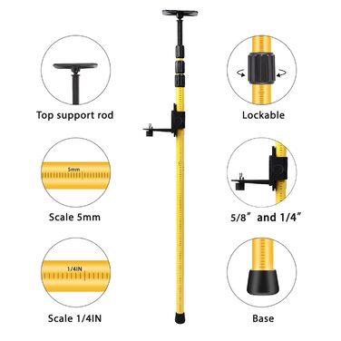 Телескопічна стійка, алюмінієвий сплав ABS, вирівнювальна телескопічна стійка, регульована по довжині монтажна стійка з сумкою для зберігання обертових і лінійних лазерів