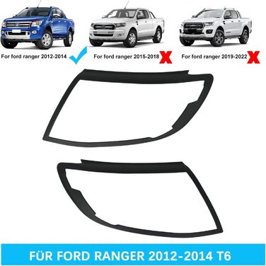 Чохол для фар JHCHAN для Ford Ranger 2012-2014 T6 Wildtrak XL XLT Limited Tremor Headlight Components Black (Кришка фари Ranger 2012-2014)