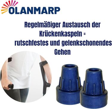 Капсули Ossenberg Crutch Capsules Blue 16 мм ремінець на липучці Olanmarp з нашивками 2 шт. и (2 шт. и капсула для милиці)