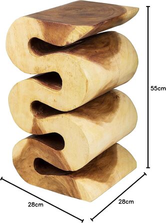 Табурет Handelsturm Змія приблизно 50 x 27 x 27 см, масив дерева, підставка для квітів, стіл, натуральний