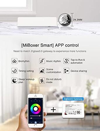 Диммер Milight Miboxer Zigbee3.0, одноколірний контролер світлодіодної стрічки, 12 В/24 В, сумісний із додатком Zigbee Storeo Echo / голосовим керуванням, (FUT037z)