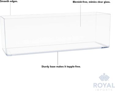 Ваза для квітів Royal Imports, акрилова, прямокутна, декоративна центральна частина, кашпо для сукулентів для дому або весілля, небиткий пластик, 10,2 х 30,5 см, низька, квадратна, прозора Прямокутник