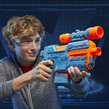 Моторизований бластер Elite 2 Phoenix CS-6, 12 дротиків Nerf, магазин на 6 дротиків, оптичний приціл, тактичні рейки, точки кріплення, батарейки 4AA Батарейки не входять до комплекту