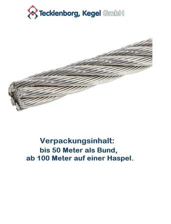 Мотузка з нержавіючої сталі 7х19, 100м, 2мм Ø, мотузка V4A нержавіюча сталь AISI 316, нержавіюча, м'яка, високого подовження - Текленборг, Kegel GmbH 2мм 100 метрів