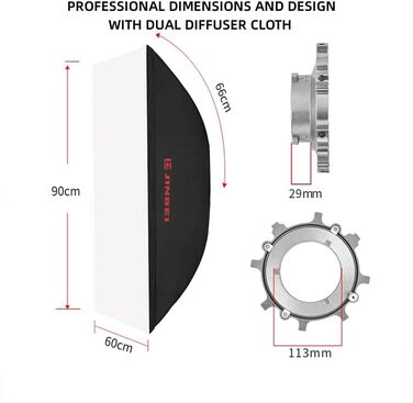 Професійний портативний прямокутний софтбокс, тільки з кріпленням Bowens, 2 дифузора, без підставки, m-60x90см, для фотостудії, спалаху, портретного продукту, модного запису відео