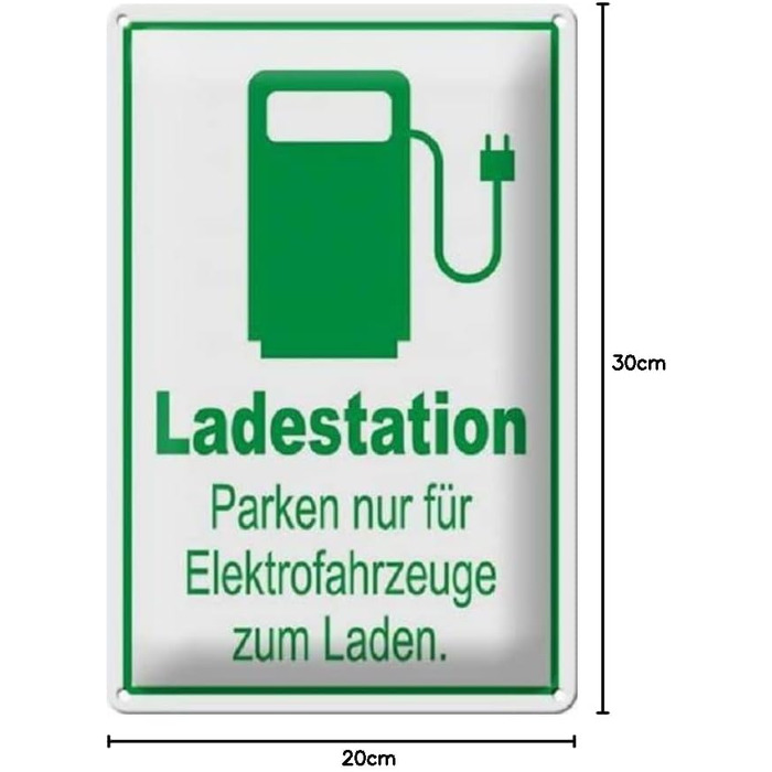 Металева табличка 30 х 20 см Станція зарядки електромобілів Парковка тільки для електромобілів для зарядки - DekoNo7
