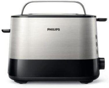 Тостер Philips - 2 слоти для тостів, 7 рівнів, насадка для булочки, функція розморожування, автоматичне вимкнення, функція підйому, чорний (HD2637/90)