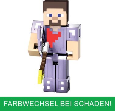 Набір фігурок Mattel Minecraft Ендер Дракон, світло, звуки та дим зі Стівом та Ендерменом, точнісінько в масштабі до фігурок заввишки приблизно 8 см HTN25