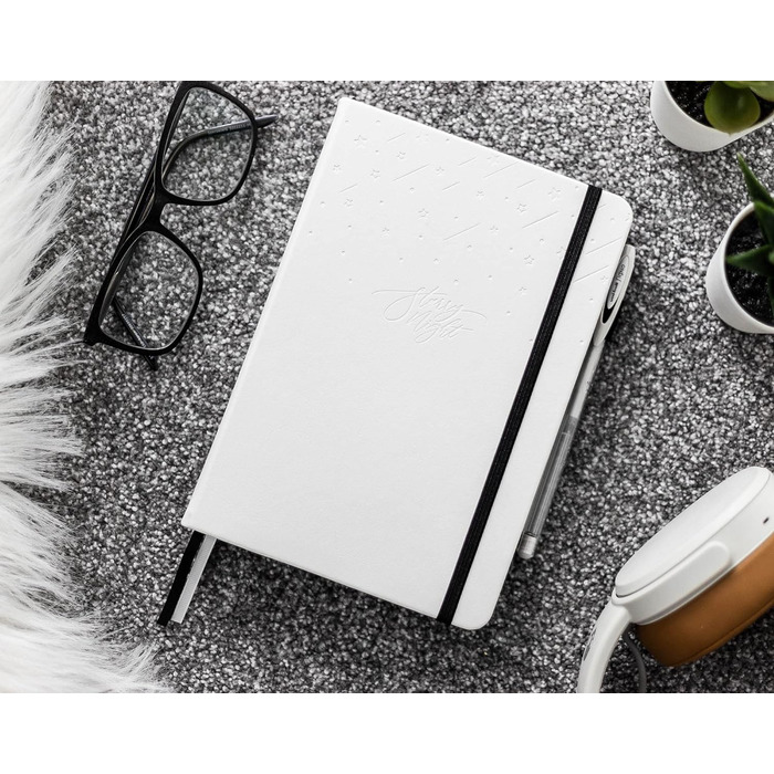 Каракулі That Matter Notebook B5 в крапку Безкоштовна ручка - Ваш 150-сторінковий щоденник Герметичний, щільний папір для роботи Веганський блокнот у твердій палітурці в крапку (5,75 x 8,5 дюймів), білий Білий Зоряна ніч