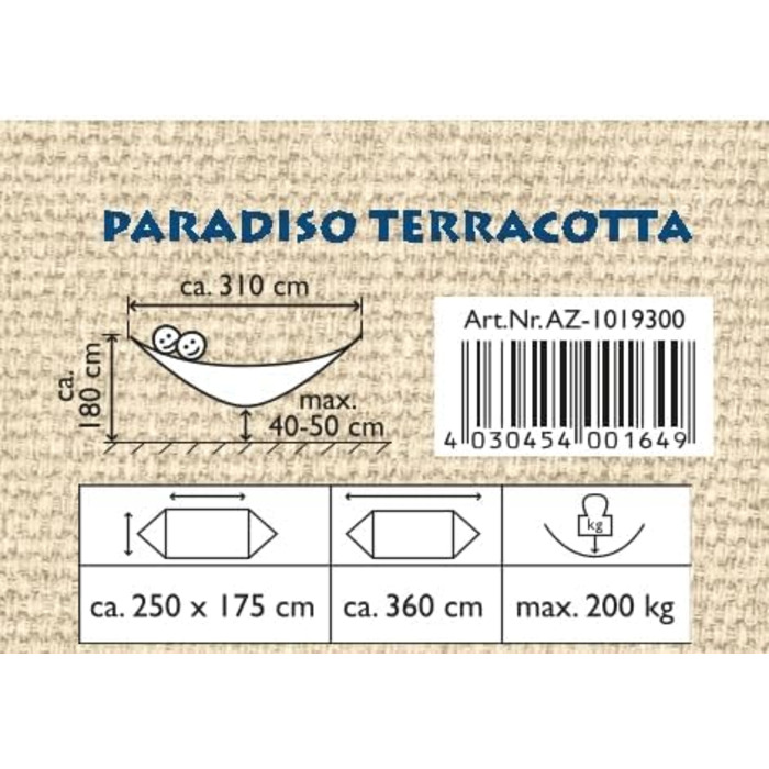 Гамак StoreoAS XXL Comfort Paradiso Terracotta ручної роботи в Бразилії 250см x 175см до 200кг в лавових кольорах Terracotta Single