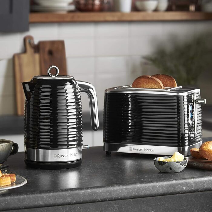 Чайник Russell Hobbs 1,7 л, 2400 Вт Inspire Black з високоякісною глянсовою структурою (функція приготування під тиском, знімний фільтр від накипу, індикатор рівня води, знімна кришка) Чайник для чаю 24361-70