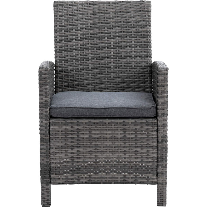 Крісло greemotion Poly Rattan Ticino, Садове крісло з подушками, 65 x 90 x 59 см, Сірий