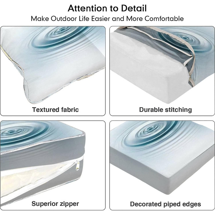 Загальна подушка, набір глибоких подушок для сидіння з 2 предметів, водяний білий, змінний обідній стілець Глибока подушка сидіння для внутрішнього та зовнішнього патіо Подушка меблів5 24'x24'x5'