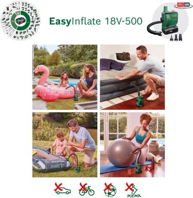 Електричний повітряний насос/повітряний насос Bosch для надувного матраца EasyInflate 18V-500 та повітряний насос/повітряний компресор UniversalPump 18V EasyInflate 18V у комплекті з повітряним насосом