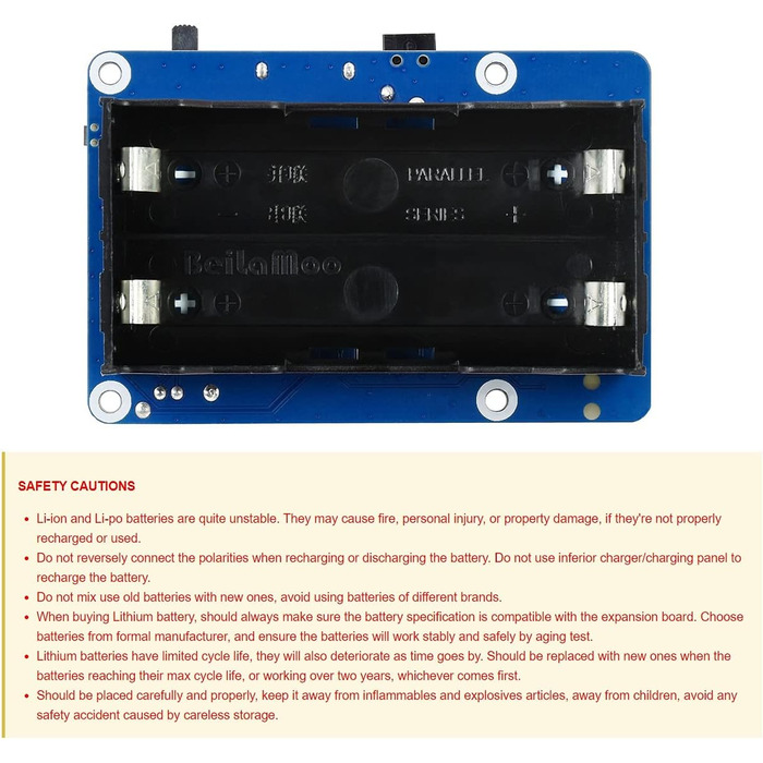 ДБЖ HAT (B) для джерела безперебійного живлення Raspberry Pi зі зв'язком по шині I2C, вихідною напругою 5 В, струмом до 5 А, схемами захисту кількох батарей