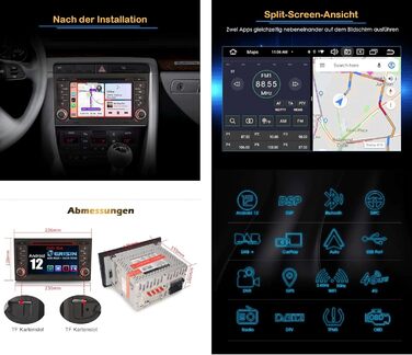 Дюймова автомобільна стереосистема Android 12 для Audi A4 S4 RS4 RNS-E Seat Exeo DSP GPS Navi Carplay Bluetooth A2DP DVB-T/T2 WiFi DABSat NAV 8-ядерний 464 ГБ, 7-