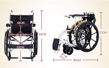 Крісло колісне, легке, посилене, легке, ручне розбірне крісло колісне для людей похилого віку з обмеженими можливостями, товари для подорожей, інвалідний візок, портативний