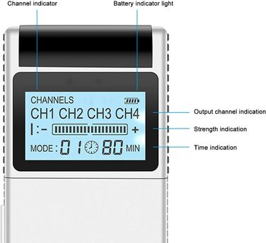 Пристрій для електростимуляції TENS EMS, пристрій для струму стимуляції 4 канали Тренувальний пристрій EMS Електричний масажер з електродними подушечками, для полегшення болю при артриті та нарощуванні м'язів 8 шт. El