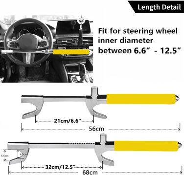Кіготь керма Tevlaphee, Блокування керма для автомобіля, Автомобіль протиугінний, Блокування керма RV, Кіготь автомобіля як іммобілайзер, Універсальний (жовтий) жовтий