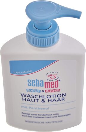 Шампунь для шкіри та волосся Sebamed Baby and Child Wash Lotion 3 упаковки, м'яко очищає ніжну дитячу шкіру, навіть при сухості та подразненні, шампунь і гель для душу, 200 мл (3 шт. в упаковці) 3 упаковки, 3 x 200 мл