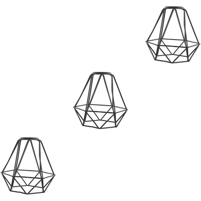 И Ротанговий абажур Плетений металевий абажур Залізний кронштейн Ротанговий абажур Лампа з залізного дроту Лампа в клітку 14x13смx3 шт. Чорнийx3 шт., 3 шт.